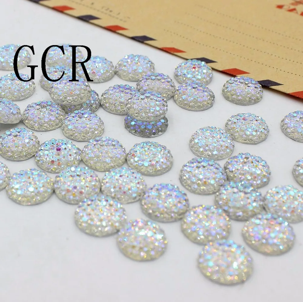 

Crystal AB 10mm 50Pcs/Lot Flatback Resin Dotted Round Rhinestone Cabochon Gems,Flat Back Resin Rhinestone For DIY Decoration