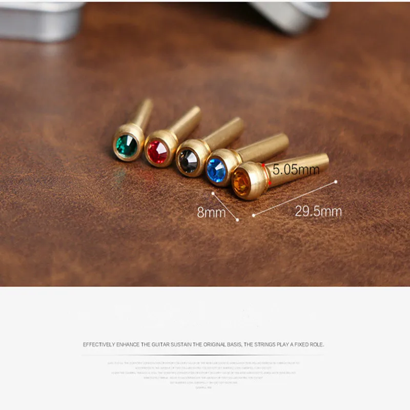 

6pcs Acoustic Guitar String Bridge Pins Solid Copper Brass Endpin Replacement Parts Accessories with Pack Pure copper
