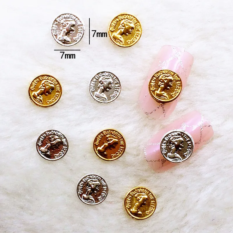 

10pcs/bag Japan New 3D Nail Art Decoration Metal Nail Accessories Lovely Coin Nail Accessories DIY Charm Nail Tools
