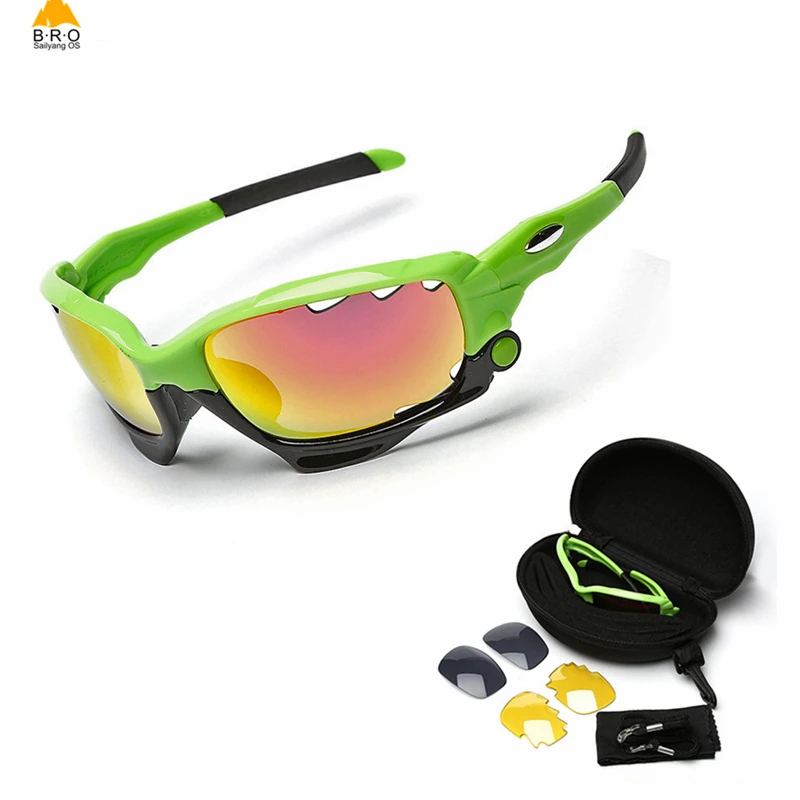 

3 Lens Polarized Cycling Glasses Jaw Sport Cycling Sunglasses Men UV400 Breaker MTB Cycling Eyewear Bike Bicycle Goggles