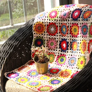 

Nordic Handmade Daisy Decorative Crochet Sofa Backrest Towel/Nap Throw Fashion Table Blankets Photography background blanket