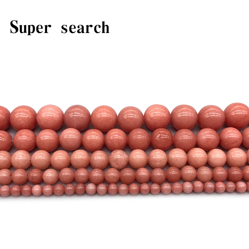 

Natural Stone Light powder Chalcedony Jades Round Loose Beads 4 6 8 10 12MM Fit DIY Bracelet&Necklace Jewelry Making Part