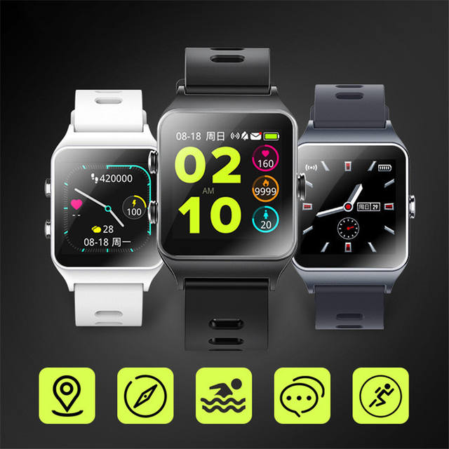 NO-BORDERS IP68 Swimming Waterproof GPS Sports Smartwatch P1C Heart Rate Bluetooth Smart Watch for Apple Android PK iwo 8 watch