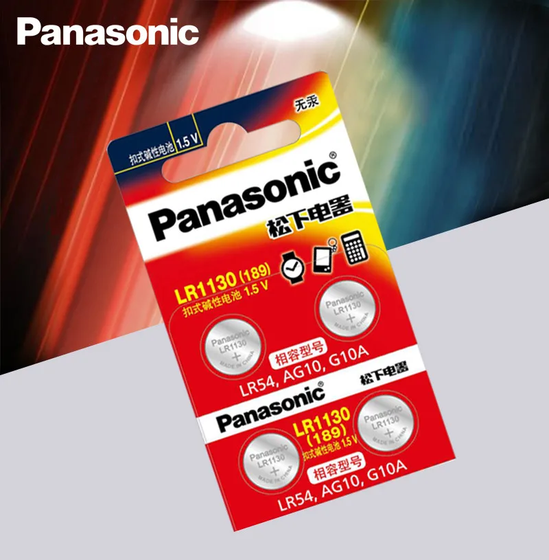 

100% Original Panasonic 4PCS/lot Battery Cell 1.5V AG10 LR1130 Alkaline Button Battery AG10 389 LR54 SR54 SR1130W 189 LR1130