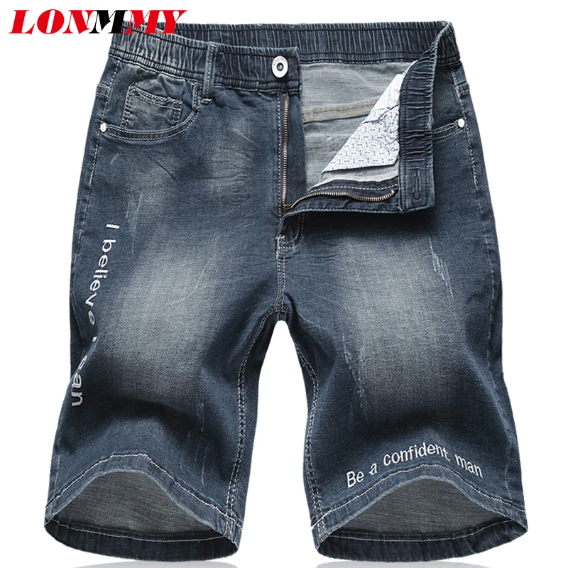 

LONMMY PLUS SIZE 5XL 6XL Men Jeans Business Casual Thin Summer Straight Slim Fit Blue Jeans Stretch Denim shorts mens Classic