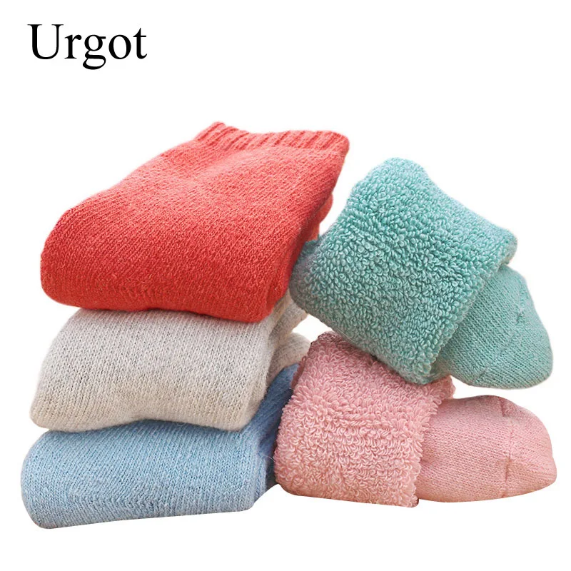 

Urgot 5pairs Winter Thick Rabbit Wool Socks Women's Winter Tube Terry Socks Pure Color Super Thick Snow Thermal Socks Calcetines
