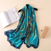 Гладкий шелковый шарф для женщин цветочный принт элегантные шарфы из пашмины женский платок хиджаб Роскошные шали пляжные женские палантины шарфы