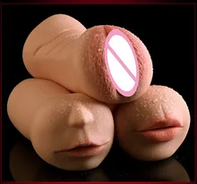 JIUAI Silicone vagina sex toys for men masturbator pocket Pussy Oral Sex Ass Masturbation Male Pocket Anal Vibrator sextoy