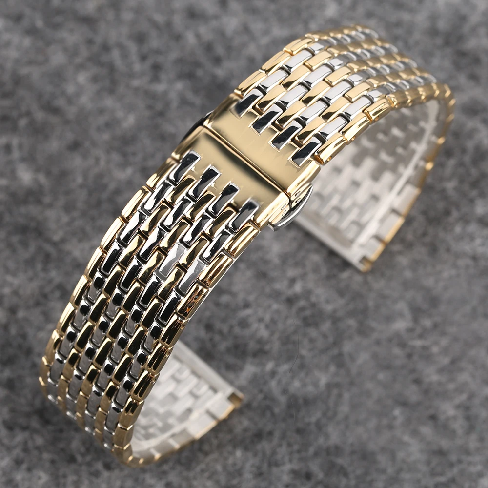 20 22mm Adjustable Bracelet Stainless Steel Yellow Gold & Silver Luxury Solid Link Watch Band Wrist Strap Replacement Watchband (9)
