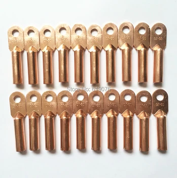 

20Pcs 50mm2 Cable Lug Terminal Connector Copper Tone for 10.5mm Dia Bolt DT-50