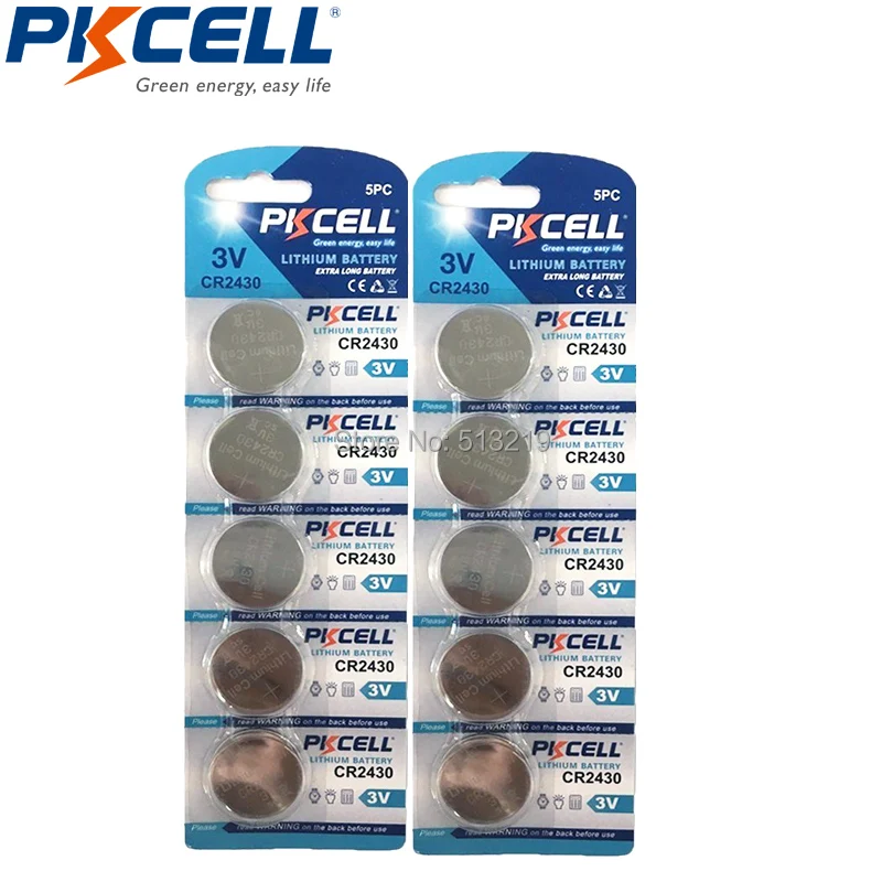 

10Pcs *2 Card CR2430 Button Batteries DL2430 BR2430 KL2430 Cell Coin Lithium Battery 3V CR 2430 For Watch Electronic Toy Remote
