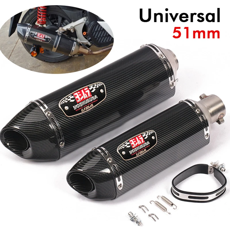 

Universal 51 Motorcycle Akrapovic Exhaust Pipe Muffler Escape Motorbike With DB Killer carbon fibers for CB400 K8 K6 Z650 Mt07