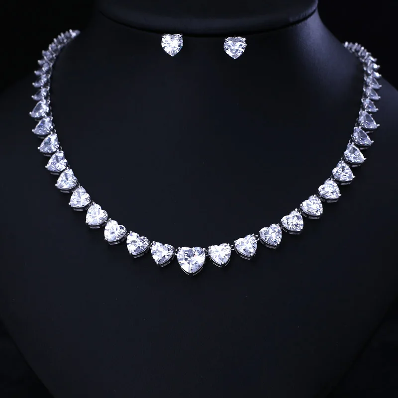 

LUXURY TOP QUAITY BRILLIANT CRYSTAL ZIRCON DROP EARRINGS AND NECKLACE DINNER JEWELRY SET WEDDING DRESS ACCESSARIES