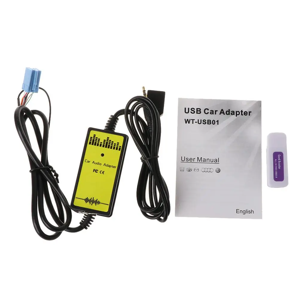 

OOTDTY Car Audio MP3 Interface CD Adapter Changer AUX SD USB Data Cable Mini 8P CD Changer Decoder For VW for Skoda