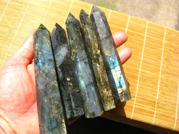 

long NATURAL Labradorite quartz crystal point healing