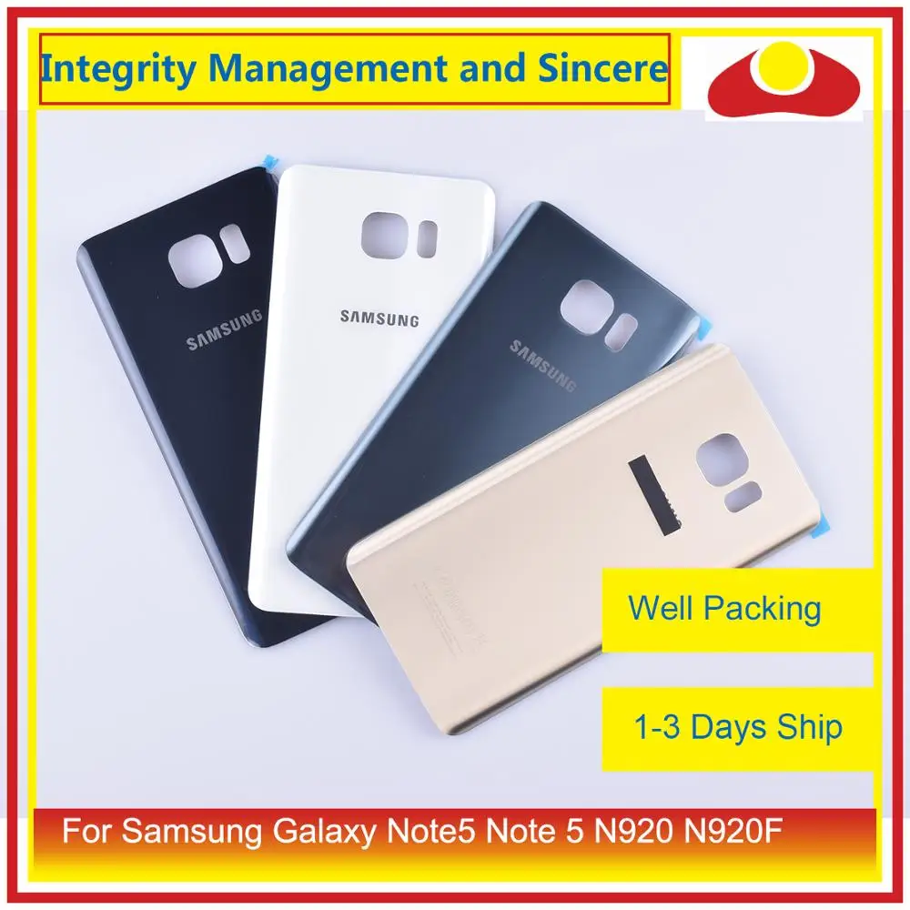 10 шт./лот для Samsung Galaxy Note5 Note 5 N920 N920F корпус батарейного отсека задняя стеклянная