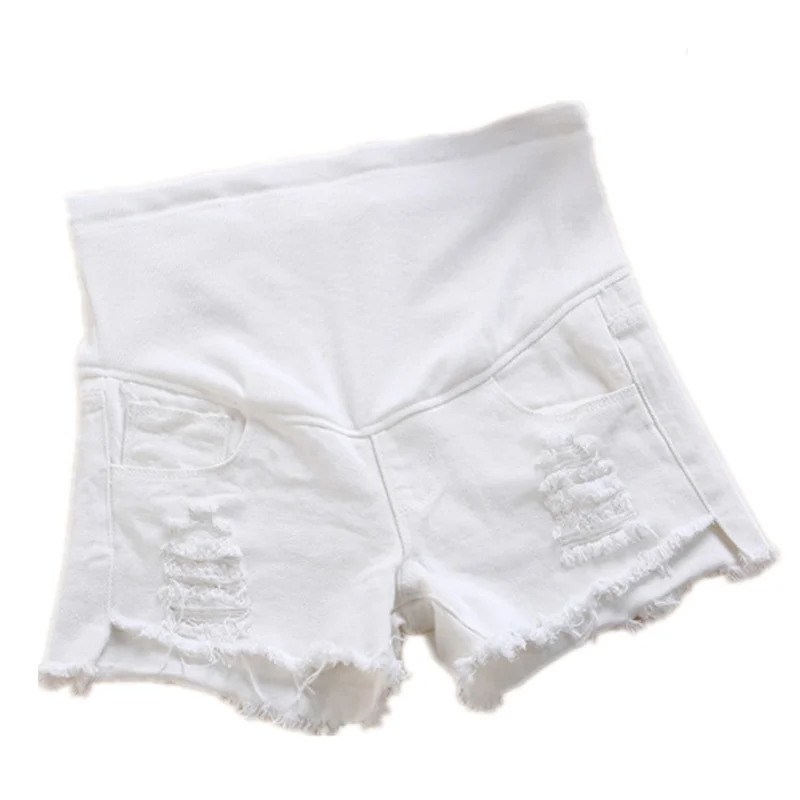 Summer Maternity Hold Short Jeans White Denim Shorts Pregnant Women