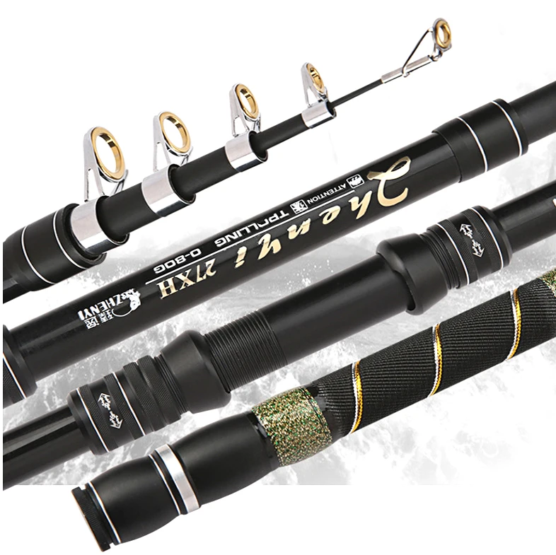 

portable retractable spinning fishing rod 2.1-3.6M carbon fiber telescopic rod travel stream stick hard short sea rod pesca pole