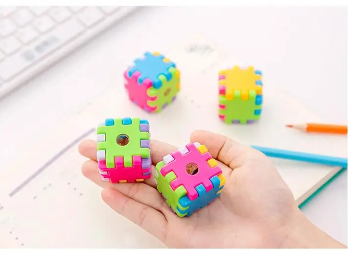 Apontador de Lápis Lote Novo Bonito Rubik Cubo Kawaii Desenhos Animados Coréia Papelaria Escritório Cshool Suprimentos Presente G193 48 Pçs - 7 Cheap Apontadores de lápis