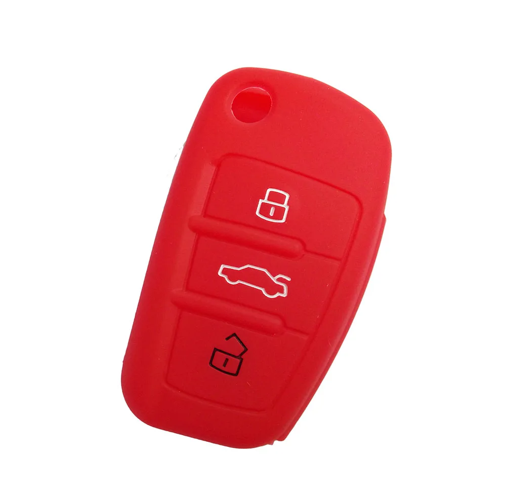 Силиконовый для ключа автомобиля чехол подходит для AUDI A1 A3 A4 A5 A6 A7 A8 R8 TT S5 S6 S7 S8 SQ5 Q5 Q7 RS5 раза удаленное ключ брелок для ключей брелок - Название цвета: Red