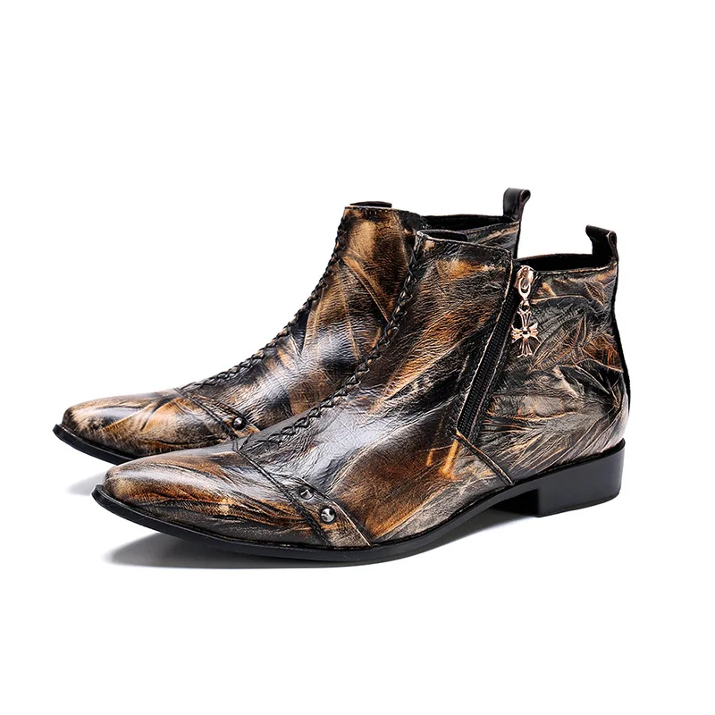 

Men Fashion Yellow Leather Boots British Style Breathable Ankle Boots Men's Martin Boots