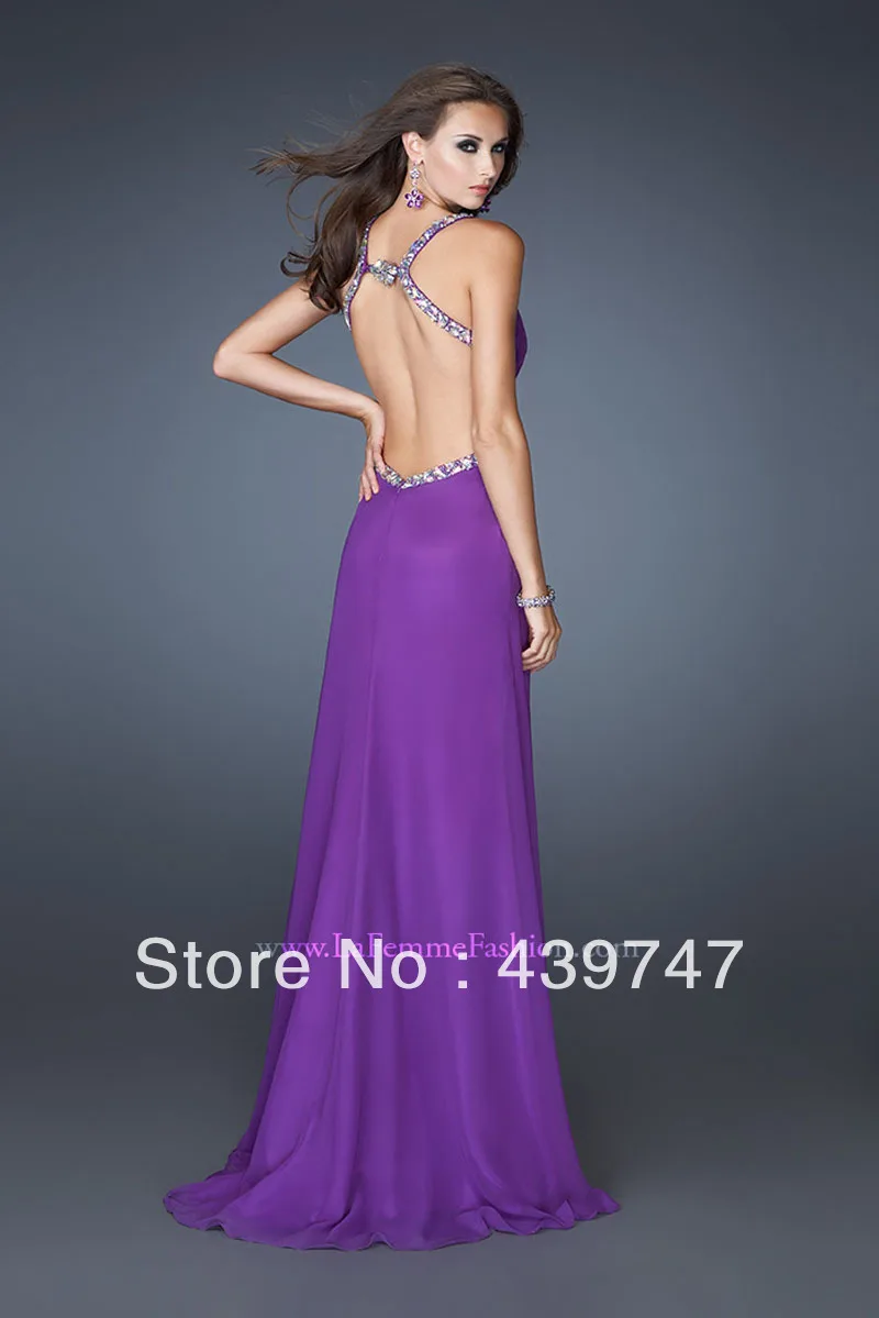 Peretty Purple Open Back Prom Dresses