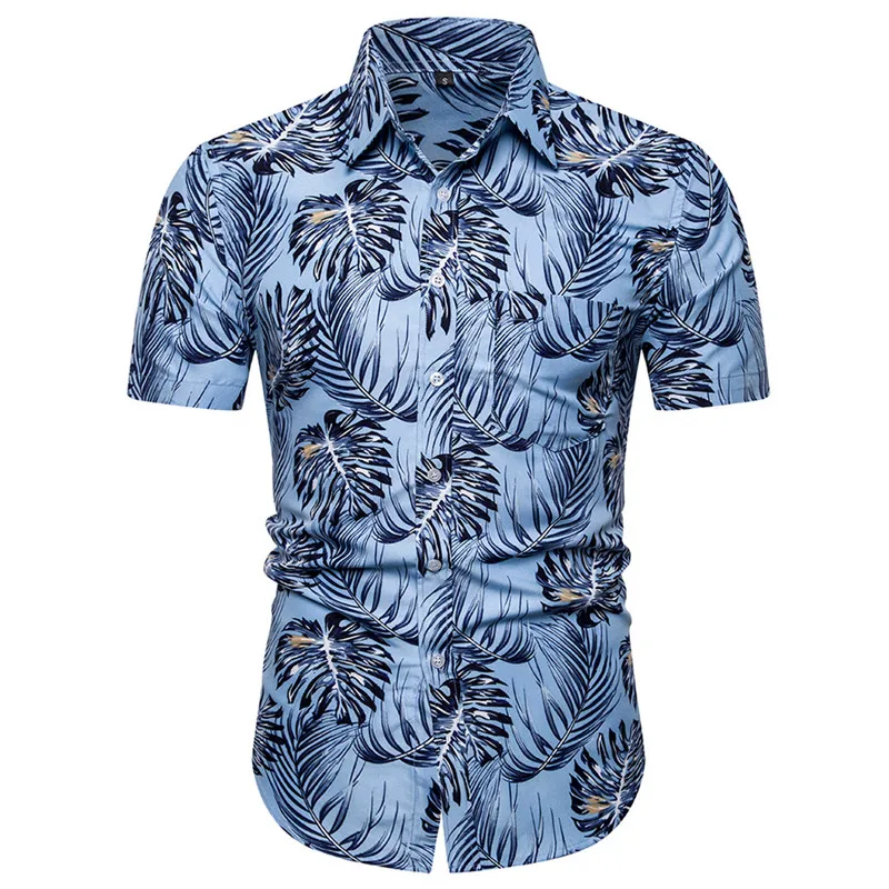 

Casual Mens Tropical Shirt Summer Quick Dry Male Blouse Beachwear Printed Short Sleeve Shirt Top Blusa Masculina Dropshipping C
