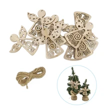 10 шт кусочков натурального дерева, набор для рукоделия, деревянный ангел с отверстием для рукоделия, рождественские украшения, поделки своими руками