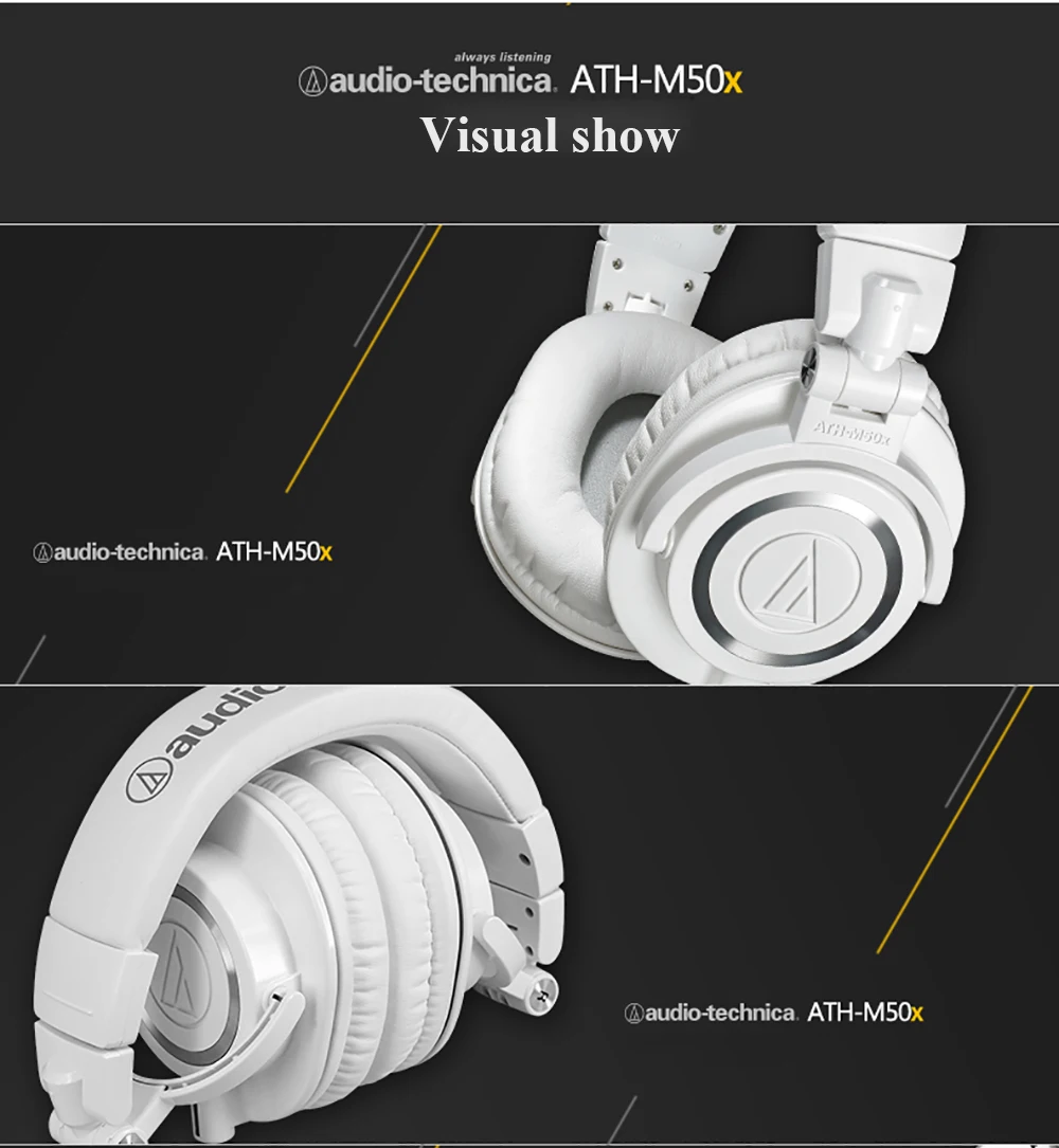 Оригинальные Audio-Technica ATH-M50x, профессиональные мониторные наушники, закрытые сзади, динамические Накладные Наушники Hi-Fi, складные наушники G