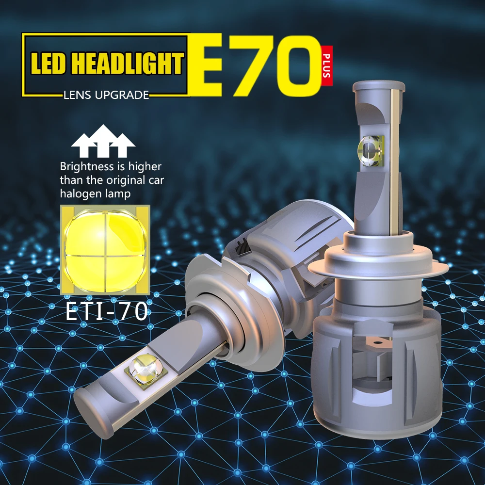 

2018 LOAUT H7 Car LED Headlight Bulbs Hi-Lo Beam 50W 8000LM 6000K 24V XP70 ETI Chips 100% Canbus Most of Car