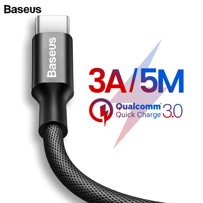 

Baseus 5m Long USB Type C Cable For Samsung S10 Fast Charging USB-C Type-C Cable For Huawei Xiaomi Mi 9 Oneplus 6t USBC Charger