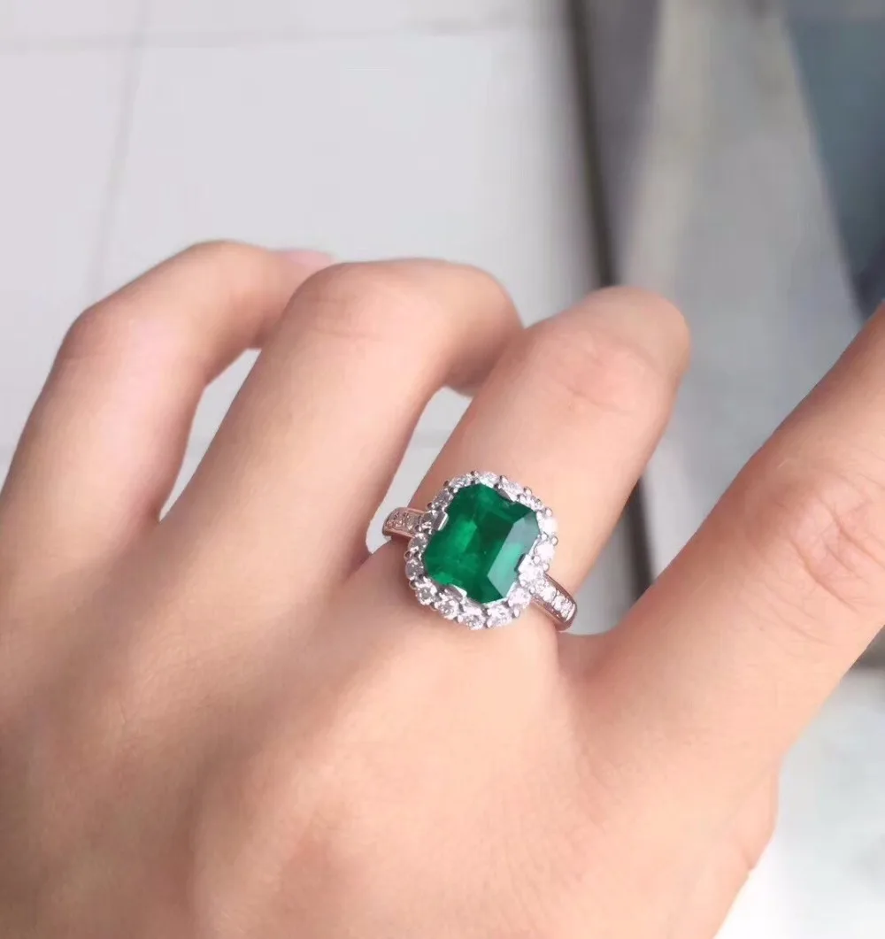 AIGS Fine Jewelry G18k кольца с настоящими бриллиантами 18 K золото натуральный изумруд 2.35ct драгоценных камней женские обручальные кольца для женщин