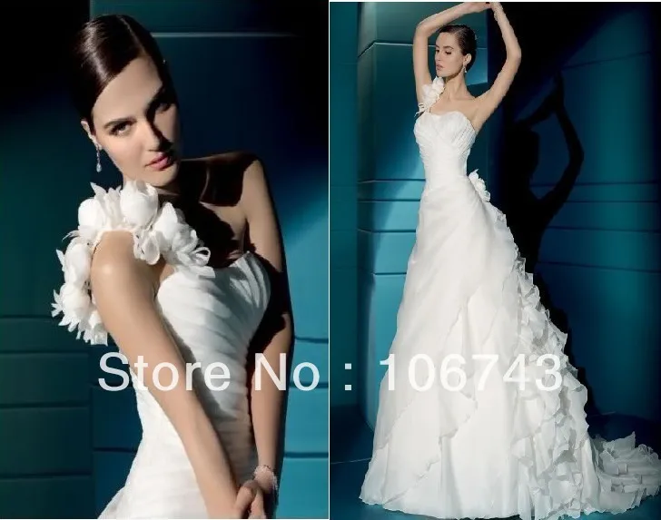 

free shipping 2013 new style hot sale Sexy bride wedding sweet princess Custom size flowers criss-cross wedding dress