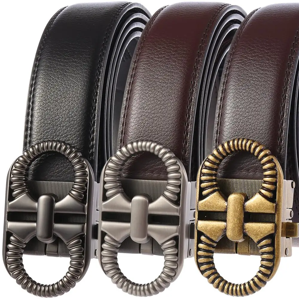 

Cool Mens Belts Automatic Buckles Genuine Leather Waistband Adjustable Gift