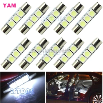 

10Pcs/lot White T6 5050 29mm 3-SMD LED Bulb For Car Sun Visor Vanity Mirror Fuse Light G08 Whosale&DropShip