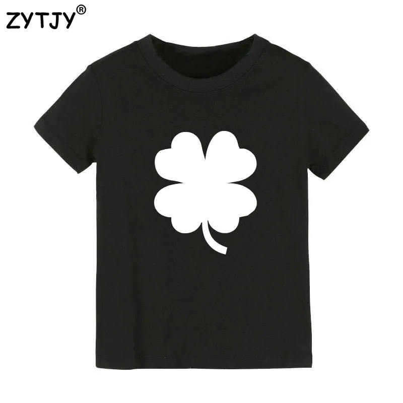 

Four Leaf Clover Print Kids t shirt Boy Girl shirt Casual Children Toddler Clothes Funny Top Tees Drop Ship Z-27