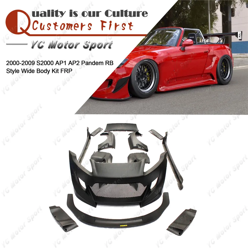 

FRP Fiber Glass Bodykit Fit For 2000-2009 S2000 AP1 AP2 PD RB Style Body Kit Bumper Lip Side Skirt Fender Spoiler GT Wing