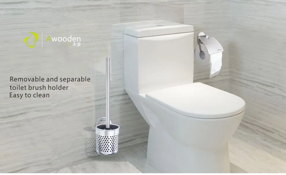 Awooden держатель для туалетной щетки настенный самоклеящийся из нержавеющей стали ванная комната Чистящая Щетка для туалета и держатель 1 комплект
