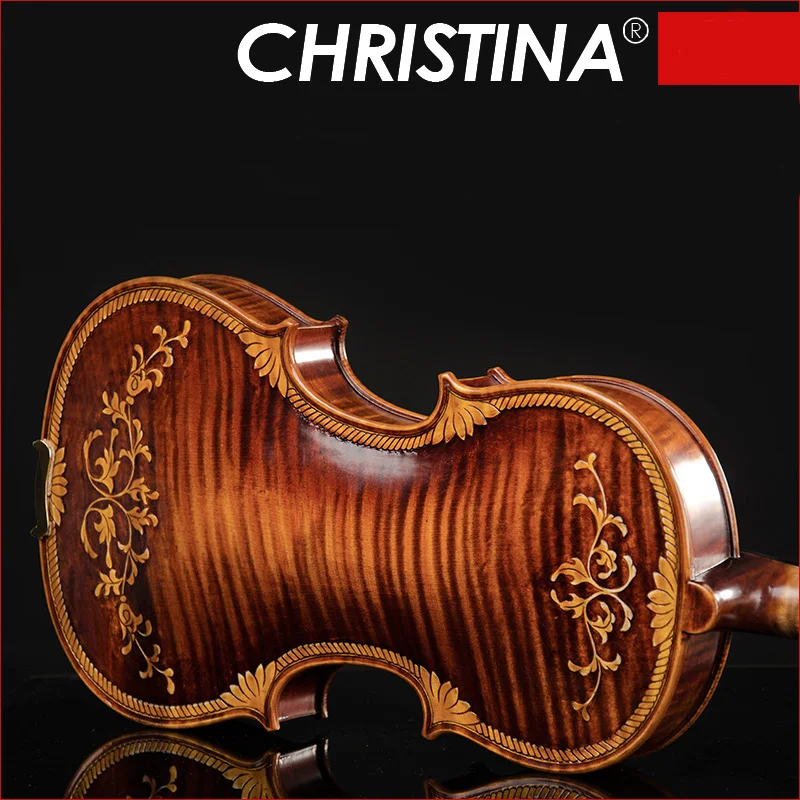 

Christina E07-carved Violin 4/4 handmade musical instruments viola fo professional play high quality violino bow and rosin