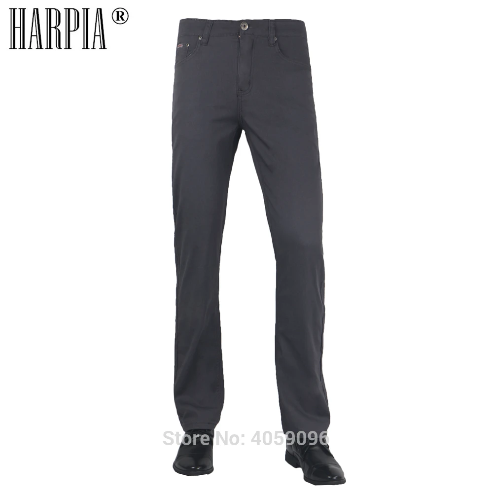 HARPIA горячие новые мужские летние повседневные брюки мужские классические прямые стрейчевое большого размера деловые брюки мужские брюки с карманами цвета хаки полной длины - Цвет: Gray-brown pants
