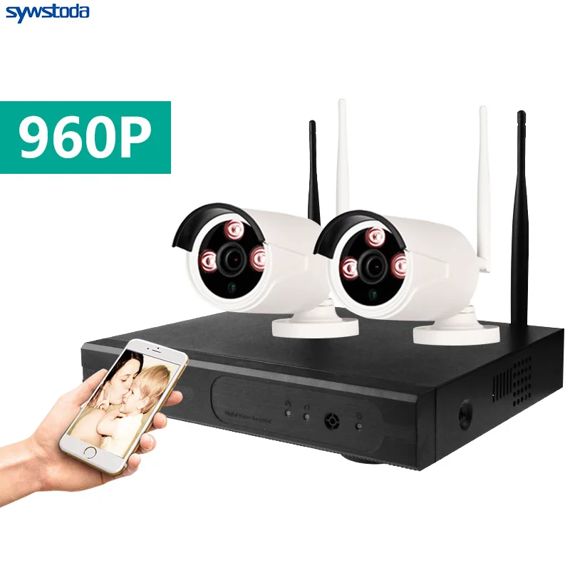 HD 960P 4CH Wifi CCTV System Wireless NVR Kit 2PCS Indoor Outdoor Security IP Camera Video Surveillance Set | Безопасность и