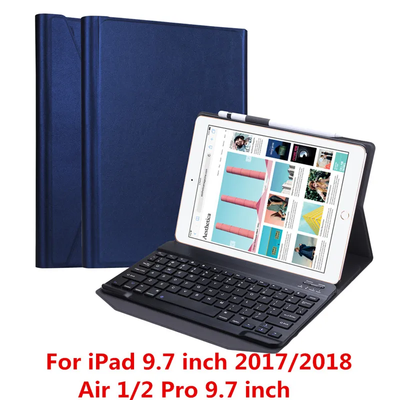 1030-9.7-Blue Bluetooth клавиатура чехол для iPad Mini 5 4 3/2/1 Air 1/2 чехол для iPad / 9,7 Pro 10,5 11 дюймов MacBook Air 3 10,5 крышка клавиатуры - Цвет: 1030-9.7-Blue