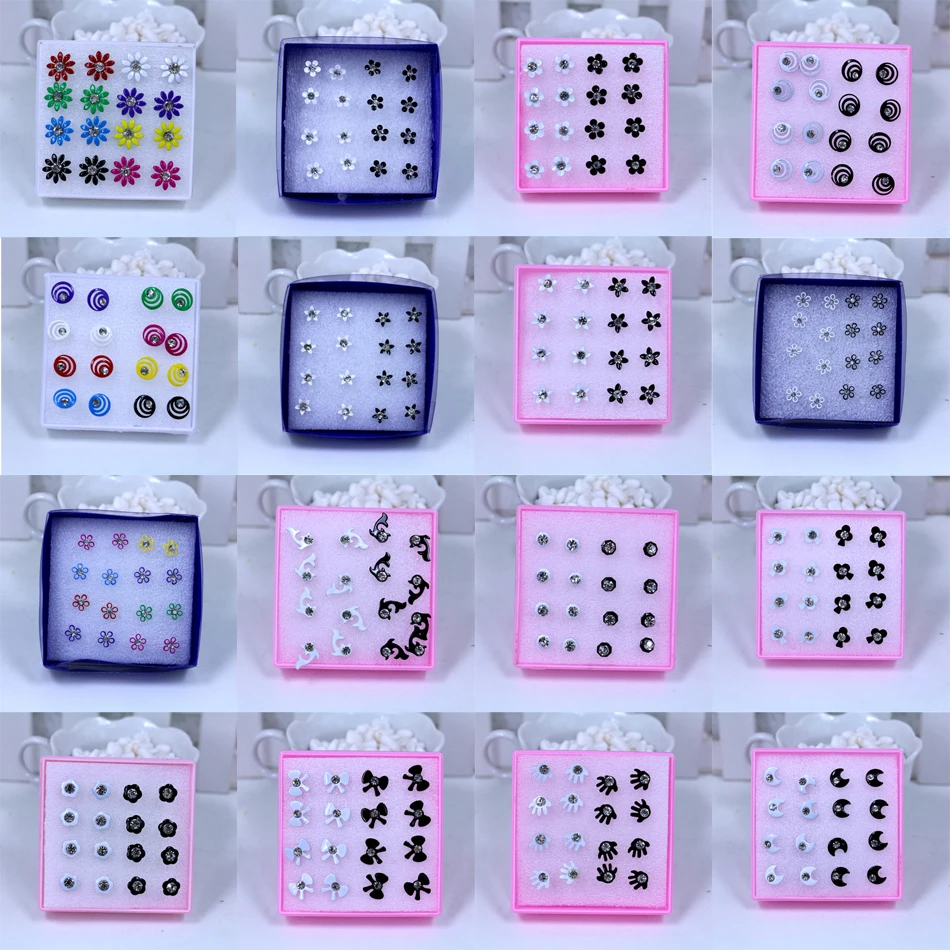 

Factory Factory Directly Wholesale Cheap Iron Slics Iron Stick With Spray Painting Rhinestones Stud Earrings 8pairs/lot