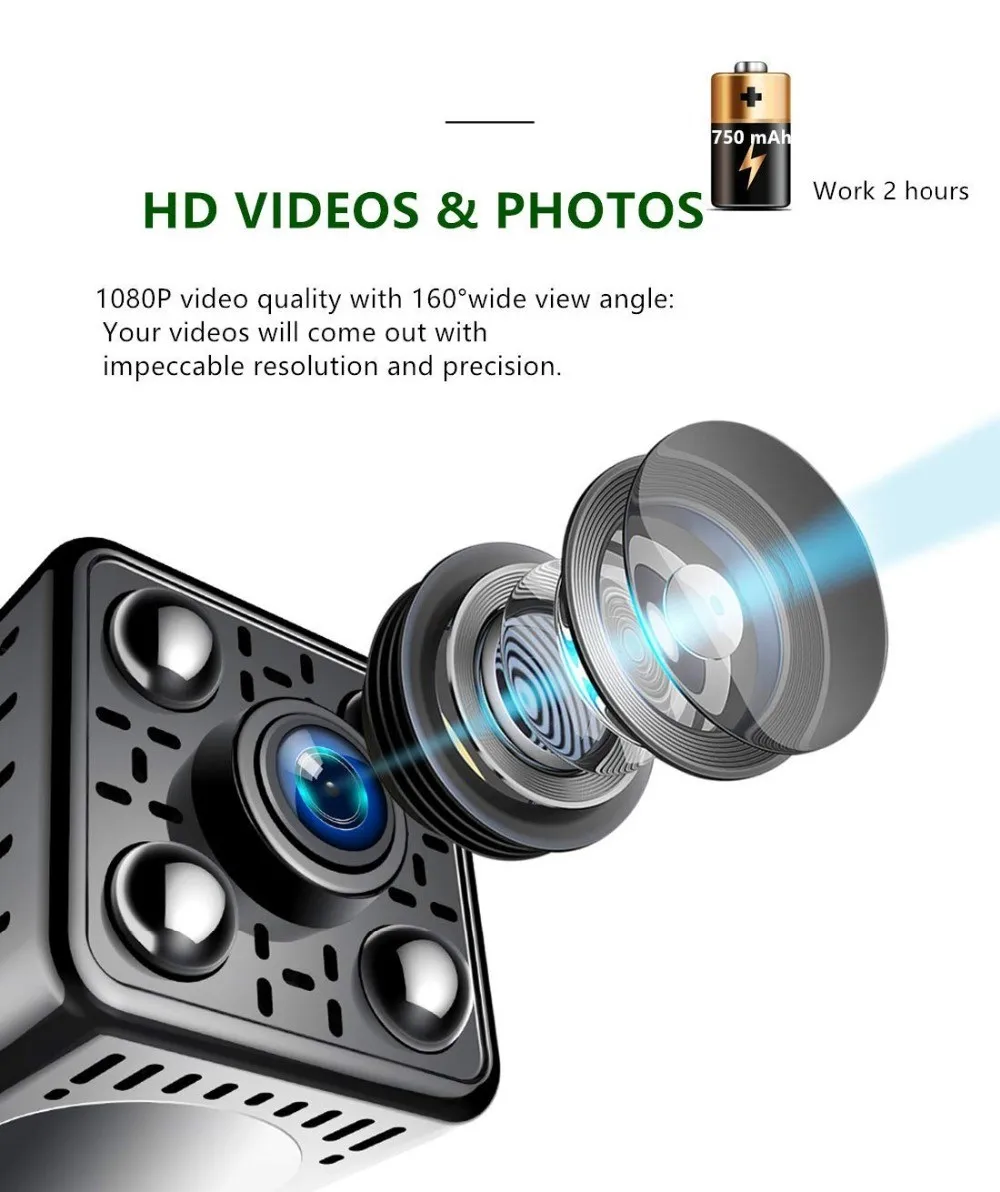 Мини камера ночного видения Camsoy, инфракрасная, Full HD, 1080 P, с датчиком движения, для наблюдения, видеокамера, микро безопасность, DVR DV Cam