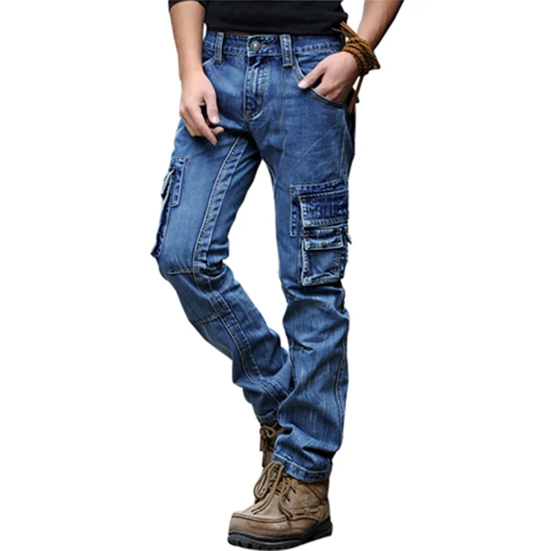 Mcikkny-Retro-Men-s-Cargo-Jeans-Pants-Washed-Multi-pockets-Slim-Fit ...