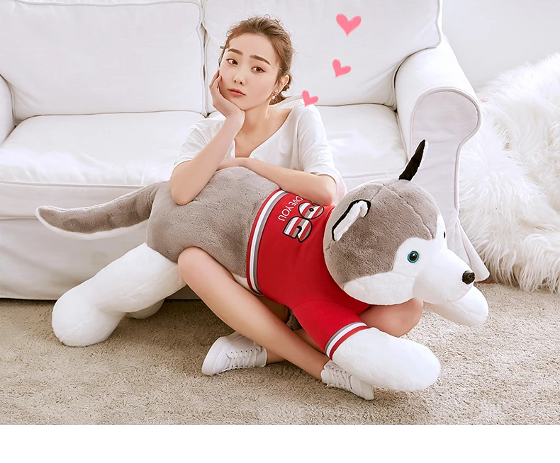 New Cute Lying Husky Plush Toy Giant Soft Stuffed Dog Doll Pillow for Children Adults Gift Deco 47inch 120cm DY50685 (11)