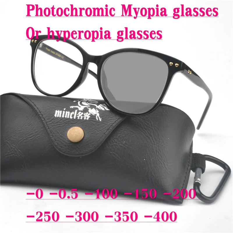 2019 Cat Sunglasses Photochromic Finished leopard Women Myopia Eyeglasses Frame with color lens Sun glasses Myopia Eyewear UV NX