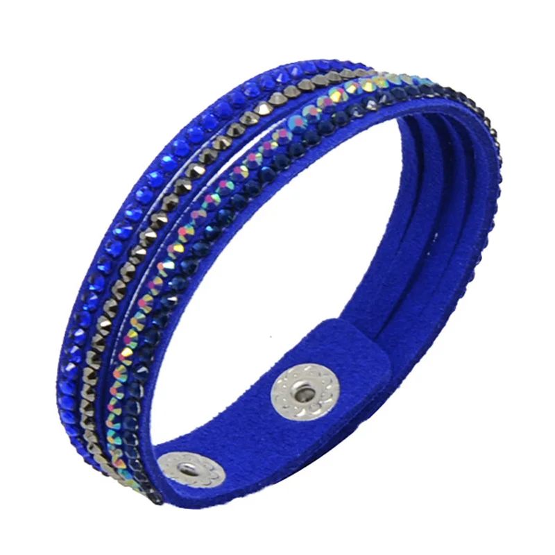 LFPU мода кристалл проложили кожаные детские браслеты Дети Бархатный браслет для модных ювелирных изделий - Окраска металла: Blue