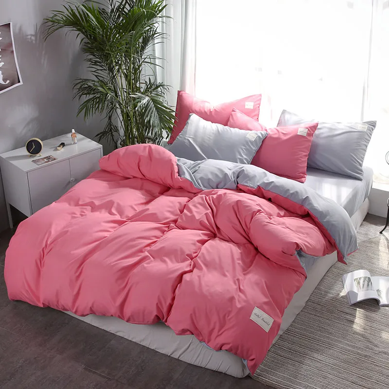 

bedding solid simple bedding set Modern duvet cover set king queen full twin bed linen brief bed flat sheet set flat 2019