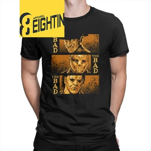 

The Bad Friday the 13th Michael Myers Texas Chainsaw Massacre Horror T Shirts Men's Pure Cotton Tees Print Short-Sleeved T-Shirt